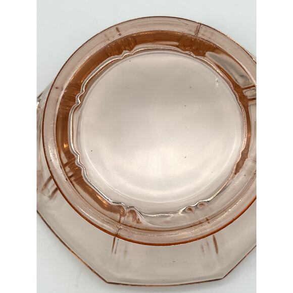 Vintage Imperial Pink Depression Glass Open Handled Molly Serving Bowl & Laddle - Picture 8 of 9